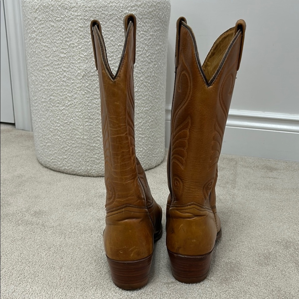 Boulet Tan Western Cowboy Boots - Picture 3 of 7